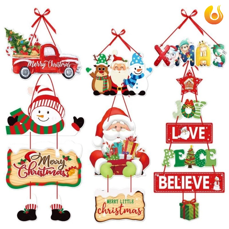 ธงแบนเนอร์กระดาษ ลาย Welcome Merry Christmas สําหรับแขวนตกแต่งประตู เทศกาลคริสต์มาส