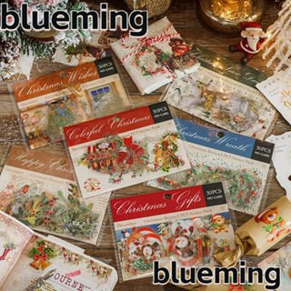 Blueming2 สติกเกอร์ PET ใส ลายคริสต์มาส ซานตาคลอส สโนว์แมน สําหรับตกแต่งสมุดภาพ การ์ด 90 ชิ้น