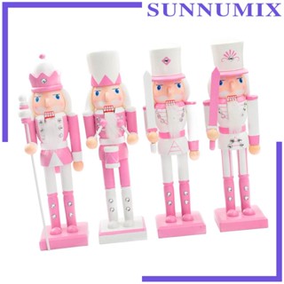 [Sunnimix] ฟิกเกอร์ รูปปั้นทหาร แครกเกอร์ เพ้นท์มือ ของขวัญคริสต์มาส สําหรับตกแต่งบ้าน 4 ชิ้น