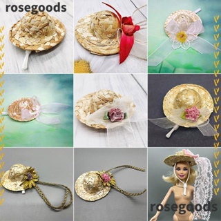 Rosegoods1 หมวกฟาง ขนาดเล็ก สําหรับตกแต่งบ้านตุ๊กตา 1/81/61/41/3