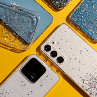 Samsung Galaxy Note9 S9+ Plus S8 Note8 Bling Silver Foil Sparkle Clear TPU เคสโทรศัพท์ผู้หญิง ฝาหลัง