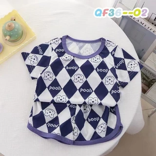 🎈👦🏻Newเสื้อยืดแขนสั้น+กางเกงขาสั้น แฟชั่นฤดูร้อน ผ้าเรยอน สําหรับเด็กผู้ชายและเด็กผู้หญิง👧🏻