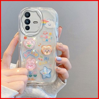 เคสโทรศัพท์มือถือ tpu นิ่ม แบบใส ลายตุ๊กตาหมีน้อย ก้อนเมฆ สําหรับ Vivo V23 V23 5G TY