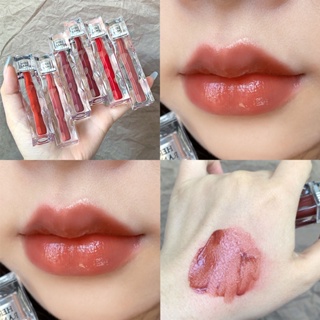 Hot Sale# ice transparent quintessence water light mirror lip glaze moist transparent lasting color development daily White glass lip student party lip gloss 8ww