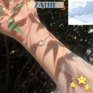 Zaijie24 สร้อยข้อมือ จี้รูปดาว ดวงจันทร์ เครื่องประดับแฟชั่น ของขวัญแต่งงาน