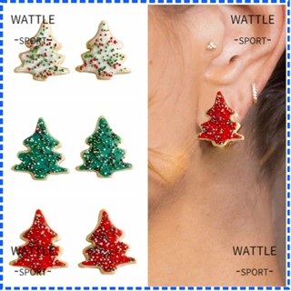 Wattle ต่างหูสตั๊ด อะคริลิค รูปเค้กคริสต์มาส สีเขียว สีแดง แฟชั่น สําหรับวันวาเลนไทน์