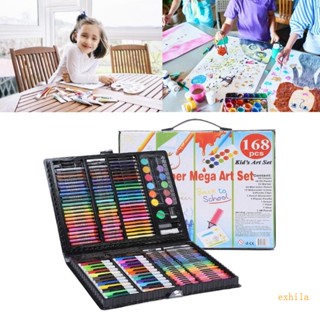 Exhila ชุดดินสอสี แบบพกพา สําหรับวาดภาพระบายสี ของขวัญเด็ก ผู้ใหญ่ 168 ชิ้น