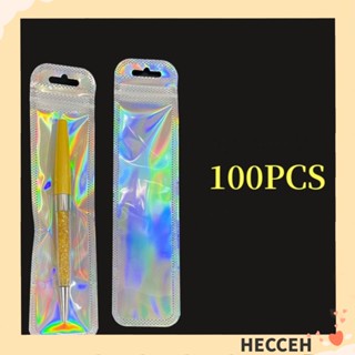 Hecceh กระเป๋าใส่ปากกา ฟอยล์โฮโลแกรม 2.56 x9.45 นิ้ว ทนทาน 100 ชิ้น