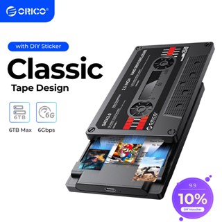 Orico เคสฮาร์ดไดรฟ์ภายนอก SATA เป็น USB 3.0 2.5 นิ้ว 5Gbps Type C HDD 6Gbps พร้อมสติกเกอร์ DIY (2580U3)