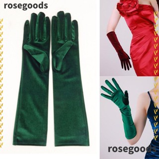 Rosegoods1 ถุงมือยาว ผ้ากํามะหยี่ สไตล์พังก์ เรโทร สีดํา ขาว ไวน์แดง 45 ซม. สําหรับงานปาร์ตี้