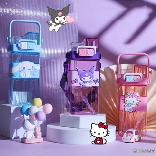 Sanrio ขวดน้ําดื่มคู่น่ารัก ทรงสี่เหลี่ยม แบบพกพา พร้อมหลอดดูด 550 มล.