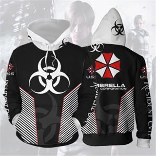 เสื้อแจ็กเก็ต มีฮู้ด พิมพ์ลาย Resident Evil Umbrella Corporation 3 มิติ สําหรับผู้ชาย