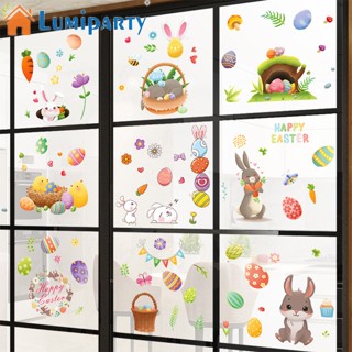 Lumiparty สติกเกอร์ ลายการ์ตูนไข่ กระต่าย ลูกเจี๊ยบ ดอกไม้ อีสเตอร์ หลากสี 9 ชิ้น