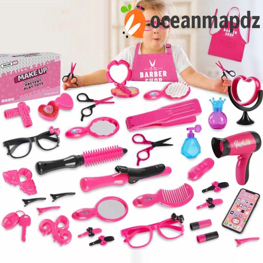 Oceanmapdz เด็กผู้หญิงแกล้งทําเป็นเล่นของเล่นหวีเด็กผู้หญิงเครื่องประดับแต่งหน้าของเล่นเด็กทักษะทางสังคมที่น่าสนใจร้านตัดผมฉากสร้างสรรค์เด็กแต่งหน้าชุดแต่งตัวของเด็กผู้หญิง