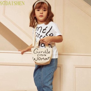 Daishen1 กระเป๋าผ้าแคนวาส กระเป๋าลําลอง พิมพ์ลายตัวอักษร เรียบง่าย อ่อนโยน ผู้หญิงตัวเล็ก แฟชั่น แบรนด์ไทย เด็กผู้หญิง กระเป๋าโท้ท ขนาดเล็ก