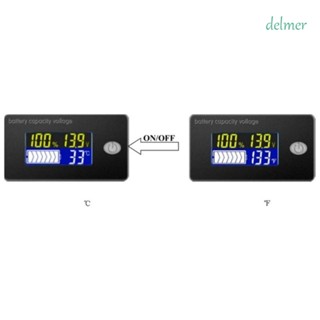 Delmer โวลต์มิเตอร์ทดสอบอุณหภูมิแบตเตอรี่ดิจิทัล 10-100V LCD