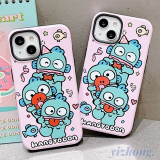 เคสโทรศัพท์มือถือ TPU นิ่ม กันรอยขีดข่วน กันกระแทก ลายการ์ตูนปลา Hangyodon 2 in 1 สีชมพู สําหรับ iPhone 11 15 14 Pro Max 12 13