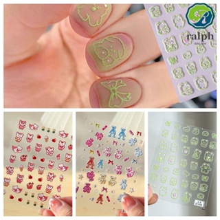 Ralph สติกเกอร์ติดเล็บ ลายการ์ตูนหมีน้อยน่ารัก สีเขียว สําหรับตกแต่งเล็บ