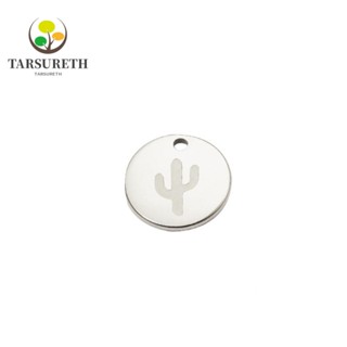 Tarsureth จี้สเตนเลส ทรงกลม ลายกระบองเพชร 0.47 นิ้ว สําหรับทําเครื่องประดับ สร้อยข้อมือ 10 ชิ้น