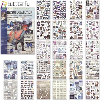 Buttterfly สติกเกอร์กระดาษวาชิ หลากสี สําหรับตกแต่งสมุดภาพ DIY 24 แผ่น