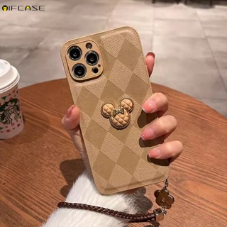 เคสโทรศัพท์มือถือหนัง ผิวด้าน ลายการ์ตูนมิกกี้ โบว์ ประดับเพชร 3D แนวเรียบง่าย สําหรับ Vivo iQOO 8 Pro 7 Neo 5 iQOO8 iQOO7 iQOONeo5