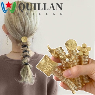 Quillan ยางรัดผม แบบพลาสติกใส ลายดอกไม้ สไตล์เกาหลีเรโทร สําหรับงานแต่งงาน