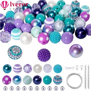 Lveror ลูกปัดบับเบิ้ลกัม พลาสติก ขนาดใหญ่ 20 มม. คละสี สีรุ้ง สําหรับทําเครื่องประดับ สร้อยคอ DIY 50 ชิ้น