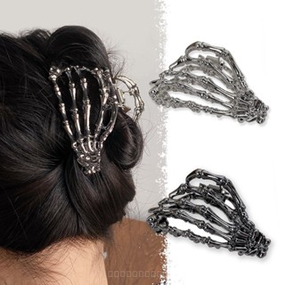 0908WSJ Gothic Ghost Hand Grip Pleated High-Grade Alloy Hair Claw Back Head Updo Metal Shark Clip Halloween Hair Accessories BMWO