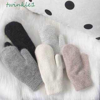 Twinkle1 ถุงมือขนกระต่าย น่ารัก อบอุ่น นุ่ม ถุงมือขนสัตว์ ผ้ากํามะหยี่ขนนิ่ม สีพื้น ถุงมือผู้ชาย สไตล์เกาหลี ถุงมือ