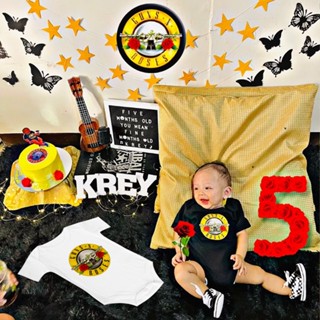 Haginbaby ชุดรอมเปอร์ ผ้าฝ้าย ลายวงร็อค Onesies Guns N Roses สําหรับเด็ก