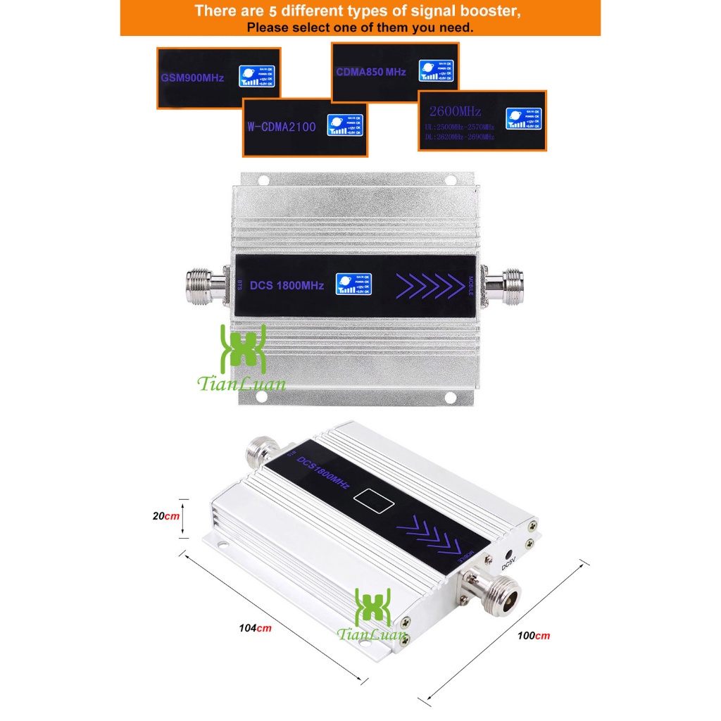 เครื่องทวนสัญญาณ 5 1 8 7 3 CDMA 850MHz GSM 900MHz UMTS W-CDMA 2100MHz DCS 1800MHz LTE 2600MHz 2G 3G 4G พร้อมพาวเวอร์ซัพพลาย