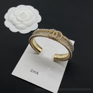 Top-quality Double C Brand Chinese Ancient Style Heavy Industry Socialite Full Diamond Small Rice-Shaped Beads Open-Ended Bracelet Fashion Pearl Bracelet Sweet Elegance Bracelet El