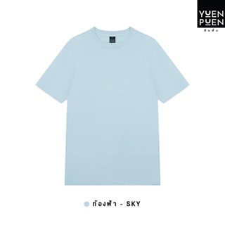 YuenPuen เสื้อยืดคอกลม สีท้องฟ้า