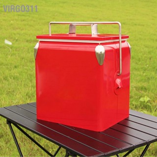 Virgo311 Retro Cola ตู้เย็นขนาดเล็ก Cooler ตู้เย็นเดินทางแบบพกพา 13L สำหรับ Outdoor Camping Picnic 38x32x24cm