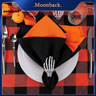 &lt;moonback&gt; แหวนผ้าเช็ดปาก รูปโครงกระดูก สําหรับตกแต่งบ้าน ปาร์ตี้ฮาโลวีน 6 ชิ้น