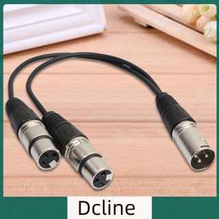 [Dcline.th] Xlr 3 Pin Male to 2 XLR Female สายเคเบิ้ลเชื่อมต่อไมโครโฟน