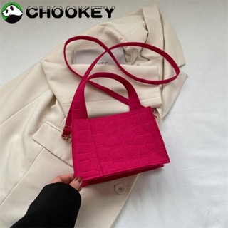 Chookey กระเป๋าถือ กระเป๋าสะพายไหล่ ผ้าสักหลาด แบบนิ่ม ทรงสี่เหลี่ยม สีพื้น เหมาะกับการพกพาช็อปปิ้ง สําหรับสตรี