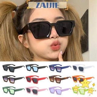 Zaijie24 แว่นตากันแดด ทรงสี่เหลี่ยมผืนผ้า หนา Y2K UV400 สีดํา สําหรับชายหาด ท่องเที่ยว สตรีทแวร์