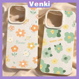 VENKI - เข้ากันได้สำหรับ เคสไอโฟน เคสไอโฟน11 เคส iphone 11กรณีเป็นมิตรกับสิ่งแวดล้อมย่อยสลายได้สีขาวสีชมพูกันกระแทก Simple ดอกไม้สีเขียวสีส้มเข้ากันได้กับ iPhone 14 PRO MAX 13 PRO MAX 12 11Pro MAX XR XS 7 8