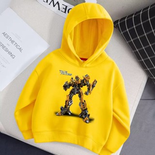 เสื้อแจ็กเก็ตลําลอง ผ้าฝ้าย มีฮู้ด ลาย Bumblebee แฟชั่นฤดูหนาว สําหรับเด็กผู้ชาย