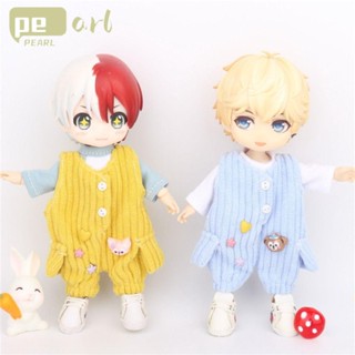 Pearlth ชุดจัมพ์สูท ผ้าฝ้าย ลายทาง แฮนด์เมด DIY สําหรับตุ๊กตา 1/12 BJD 1/11 OB11