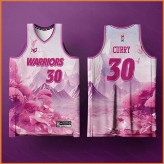 เสื้อกีฬาบาสเก็ตบอล ลายทีม Curry Jersey Concept Warriors สีชมพู พลัสไซซ์ สําหรับผู้ชาย และผู้หญิง