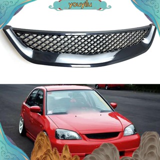 Youyilu กระจังหน้าเครื่องยนต์ สีดํามันวาว สําหรับ Honda Civic JDM Type R 2001-2003 2DR 4DR EM ES