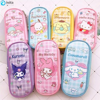 Isita กระเป๋าดินสอ เครื่องเขียน ลายแมว Kuromi KT Melody Cinnamoroll สําหรับผู้หญิง 1 ชิ้น