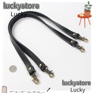 Lucky สายกระเป๋าหนังแท้ 58 ซม. ติดตั้งง่าย แบบเปลี่ยน สีดํา สําหรับเย็บผ้าใบ 2 ชิ้น