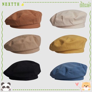 Nextth หมวกเบเร่ต์ หมวกจิตรกร ผ้าฝ้าย สไตล์วินเทจ อังกฤษ ย้อนยุค สีพื้น สําหรับผู้หญิง