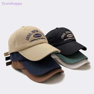 Standhappy ใหม่ หมวกเบสบอลลําลอง ผ้าฝ้าย ปักลาย New York American 1989 ปรับได้ สีพื้น สําหรับผู้ชาย และผู้หญิง