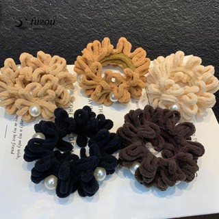 Fuzou ผ้าขนหนู ผ้าม็อบ Scrunchies น่ารัก ย้อนยุค ของขวัญ เครื่องประดับผม ยางรัดผม ยางรัดผม ประดับมุก สไตล์เกาหลี