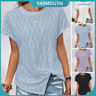 Yyr-- เสื้อยืดลําลอง คอกลม แขนทรงปีกค้างคาว แบบนิ่ม ระบายอากาศ สีพื้น แฟชั่นฤดูร้อน สําหรับสตรี