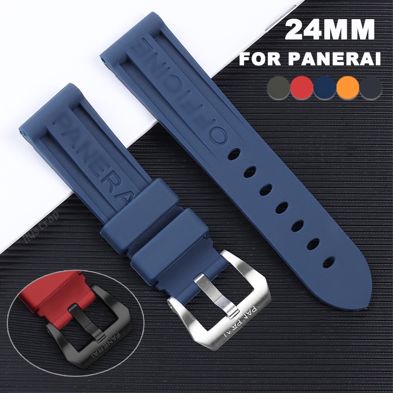 สายนาฬิกาข้อมือ สเตนเลส 24 มม. สีเงิน ดํา พร้อมโลโก้ แบบเปลี่ยน อุปกรณ์เสริม สําหรับ Panerai